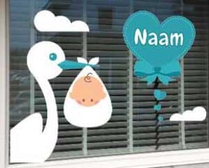 geboortesticker ooievaar met ballon