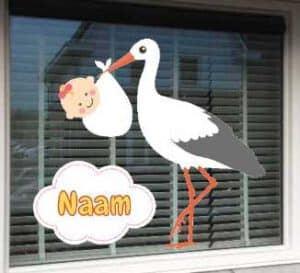 geboortesticker ooievaar meisje