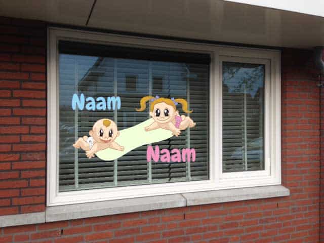 geboortesticker tweeling jong en meisje