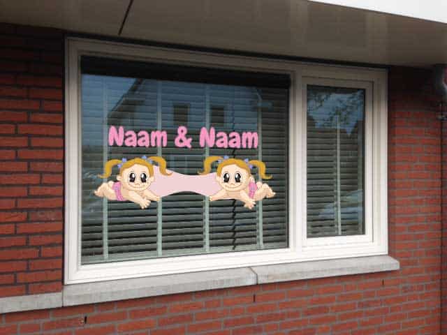geboortesticker tweeling meisjes