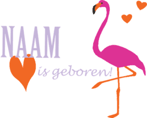 geboortesticker roze flamingo