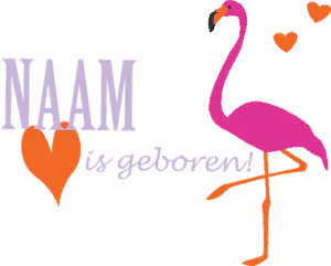geboortesticker roze flamingo