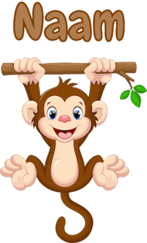 geboortesticker aapje hangt