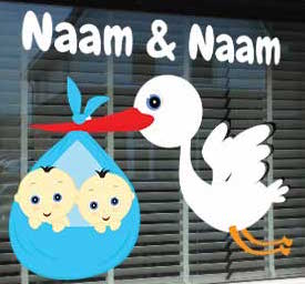 geboortesticker op raam jongens
