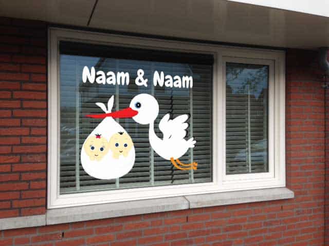 geboortesticker op raam tweeling