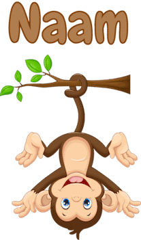 raamsticker aapje hangt