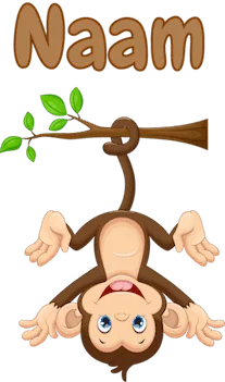 raamsticker aapje hangt