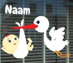 raamsticker ooievaar baby