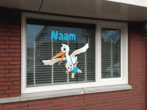 geboortesticker ooievaar met baby