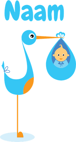 Geboortesticker blauwe ooievaar