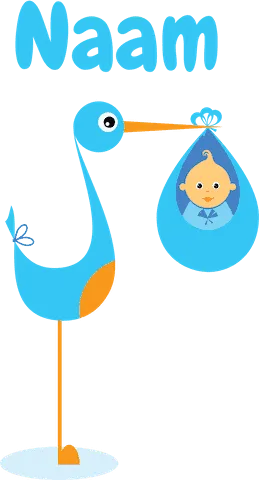 Geboortesticker blauwe ooievaar