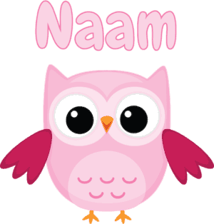 Geboortesticker roze uil