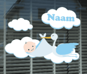 Geboortesticker Ooievaar blauw