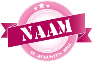 Geboortesticker Meisje Label met naam voor op het raam