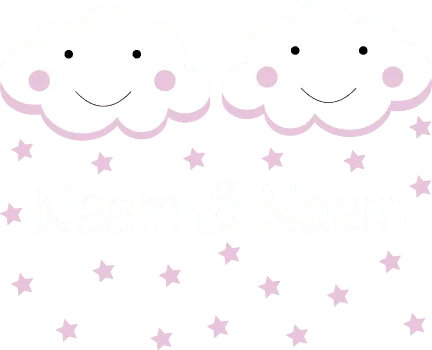 Geboortesticker wolk tweeling meisjes - Afbeelding 2