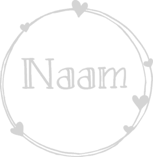 Geboortesticker Hartjes Cirkel met naam voor op het raam