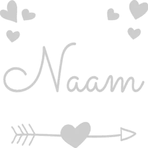 Geboortesticker Hart met Pijl met naam voor op het raam
